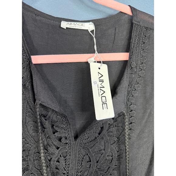 NEW Aimage Swimsuit Cover Up Women's Sz Small Oversized Boho Embroidery Tropical - Picture 6 of 9